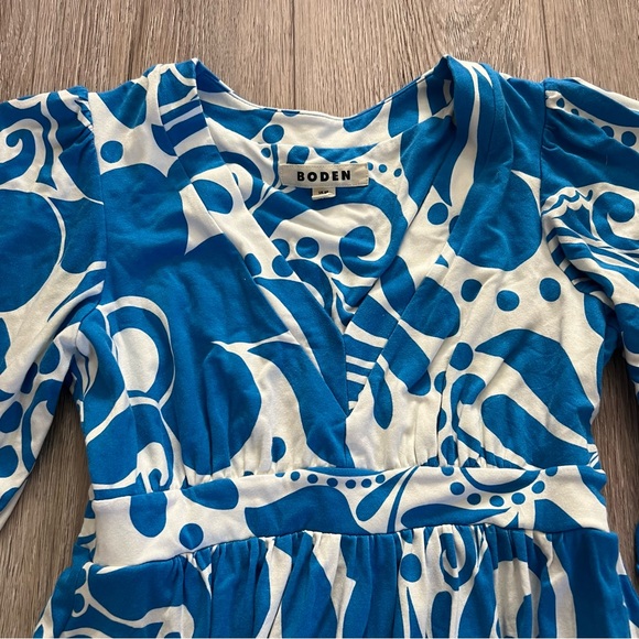 Boden Maya Kimono Jersey Maxi Dress in Indigo Bunting Ripple Swirl - Picture 7 of 14